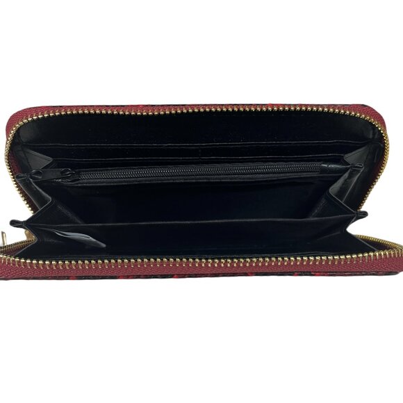 Snakeskin Print Wallet /Python/ Zip Around / Red / Black- NWT - Picture 3 of 5